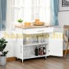 Kitchen trolley serving trolley on wheels, party trolley with adjustable height shelves white 109x40x89 cm