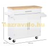 Kitchen trolley serving trolley on wheels, party trolley with adjustable height shelves white 109x40x89 cm