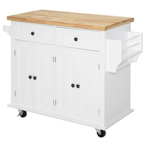 Kitchen trolley serving trolley on wheels, party trolley white 111x44.5x82.5 cm