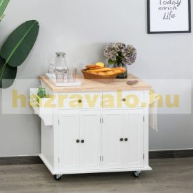  Konyhai kocsi gurulós tálalókocsi, zsúrkocsi fehér 111x44,5x82,5 cm