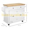 Kitchen trolley serving trolley on wheels, party trolley white 111x44.5x82.5 cm