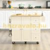 Serving cart on wheels, cabinet with 2 doors and 3 drawers, expandable work surface 111.5x75x89 cm