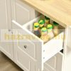 Serving cart on wheels, cabinet with 2 doors and 3 drawers, expandable work surface 111.5x75x89 cm