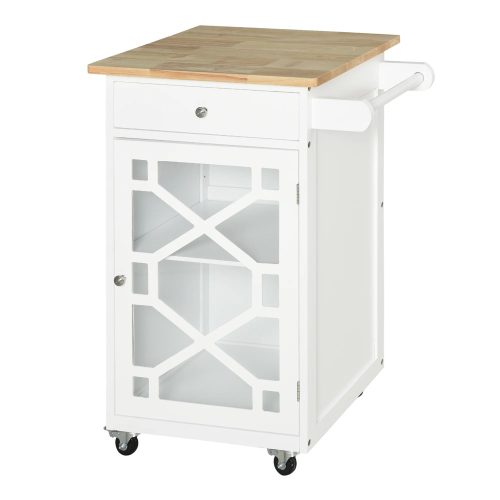 Kitchen trolley serving trolley with kitchen towel holder white 63x45x86 cm