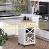 Kitchen trolley serving trolley with kitchen towel holder white 63x45x86 cm