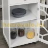 Kitchen trolley serving trolley with kitchen towel holder white 63x45x86 cm