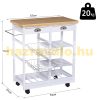 Serving cart on wheels, with basket drawer and wine rack, wood white 74x37x76 cm