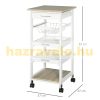 Kitchen cart, serving cart with drawer, removable tray pine white 37x37x82 cm