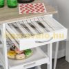 Kitchen cart, serving cart with drawer, removable tray pine white 37x37x82 cm