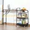 Serving cart on wheels with folding table brown black 118x36.5x82 cm