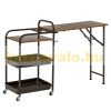 Serving cart on wheels with folding table brown black 118x36.5x82 cm