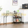 Serving cart on wheels with folding table brown black 118x36.5x82 cm