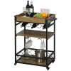 Metal kitchen trolley serving trolley, party trolley with wine rack and glass holder 77x44.5x91 cm