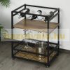 Metal kitchen trolley serving trolley, party trolley with wine rack and glass holder 77x44.5x91 cm