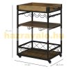 Metal kitchen trolley serving trolley, party trolley with wine rack and glass holder 77x44.5x91 cm