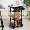 Serving cart on wheels, pine worktop, black 57x37x83 cm