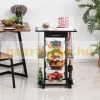 Serving cart on wheels, pine worktop, black 57x37x83 cm