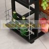 Serving cart on wheels, pine worktop, black 57x37x83 cm