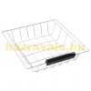 Serving cart on wheels, with basket drawer and wine rack, wood black 74x37x76 cm