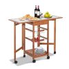 Collapsible serving cart on wheels, with basket drawer 91x37x75 cm