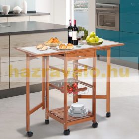   Összecsukható zsúrkocsi gurulós tálalókocsi, kosaras fiókkal 91x37x75 cm