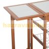 Collapsible serving cart on wheels, with basket drawer 91x37x75 cm