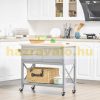 Kitchen trolley serving trolley with 2 drawers gray 108x45x89 cm