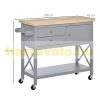 Kitchen trolley serving trolley with 2 drawers gray 108x45x89 cm