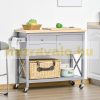 Kitchen trolley serving trolley with 2 drawers gray 108x45x89 cm