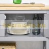 Kitchen trolley serving trolley with 2 drawers gray 108x45x89 cm