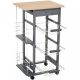 Serving cart on wheels with 2 shelves and worktop for indoor and outdoor use, gray