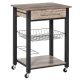 Serving cart on wheels with drawer and storage basket 60x50x84.5 cm gray oak-black