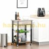 Serving cart on wheels with drawer and storage basket 60x50x84.5 cm gray oak-black