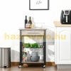 Serving cart on wheels with drawer and storage basket 60x50x84.5 cm gray oak-black