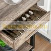 Serving cart on wheels with drawer and storage basket 60x50x84.5 cm gray oak-black