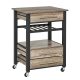 Rustic party cart rolling serving cart with 3 practical drawers and one open shelf gray oak-black