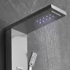 LED-es zuhanypanel eső- és vízesés zuhany, 4 testmasszázs fúvóka, digitális kijelzővel, falra szerelhető, rozsdamentes acél
