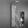 LED-es zuhanypanel 1345 mm szálcsiszolt rozsdamentes zuhanyoszlop eső- és vízesés zuhannyal testfúvókákkal