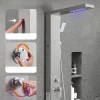 LED-es zuhanypanel 1345 mm szálcsiszolt rozsdamentes zuhanyoszlop eső- és vízesés zuhannyal testfúvókákkal