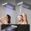 LED-es zuhanypanel 1345 mm szálcsiszolt rozsdamentes zuhanyoszlop eső- és vízesés zuhannyal testfúvókákkal
