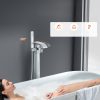 Szabadon álló ezüst kádtöltő csaptelep kézi zuhannyal 103,8 cm magas fürdőszobai zuhany