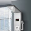 LED Zuhanypanel rozsdamentes acél zuhanyrendszer állítható masszázsfúvókákkal, kézizuhany, esőztető és vízesés