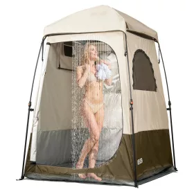   Vízálló kemping zuhanysátor és öltözősátor 145x145x215 cm khaki kemping WC-sátor