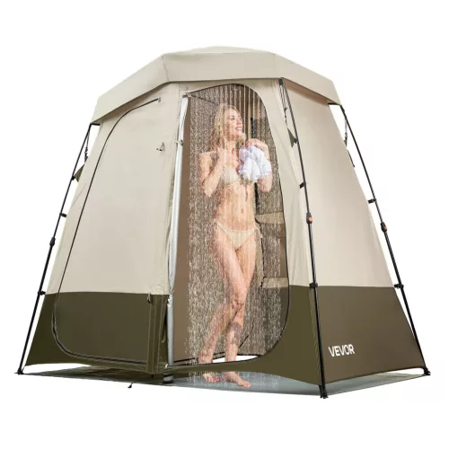 2 részes kemping zuhanysátor és öltözősátor 250x122x218 cm khaki kemping WC-sátor