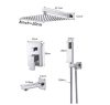 Wall-mounted shower set, built-in under-wall faucet, stainless steel sprinkler shower head 20-40 cm, with manual shower head, fixed bathtub filler faucet