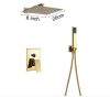 Wall-mounted shower set, built-in under-wall faucet with gold sprinkler shower head 20-40 cm and manual shower head