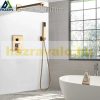 Wall-mounted shower set, built-in under-wall faucet with gold sprinkler shower head 20-40 cm and manual shower head