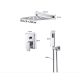 Wall-mounted shower set, built-in under-wall faucet with inox sprinkler shower head 20-40 cm and manual shower head