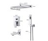 Wall-mounted shower set, built-in under-wall faucet, stainless steel sprinkler shower head 25 cm, with manual shower head, fixed bathtub filler faucet