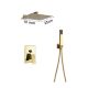 Wall-mounted shower set, built-in under-wall faucet with gold sprinkler shower head 25 cm and manual shower head